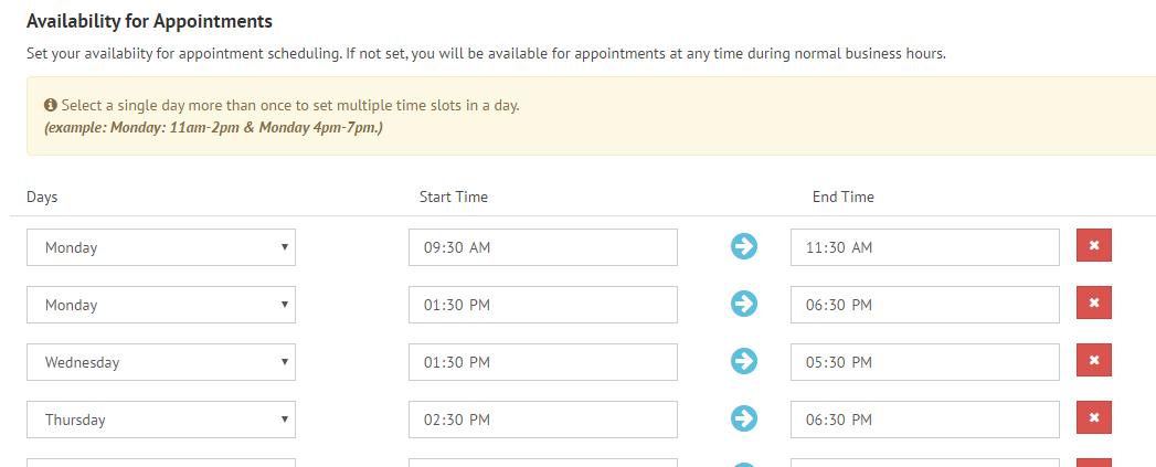 Clinician availability for appointment scheduling in the TherapyZen client portal