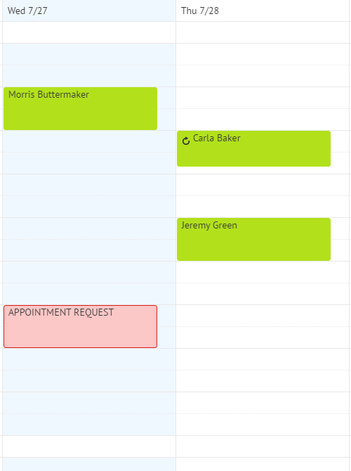 Pending appointments widget in the client portal