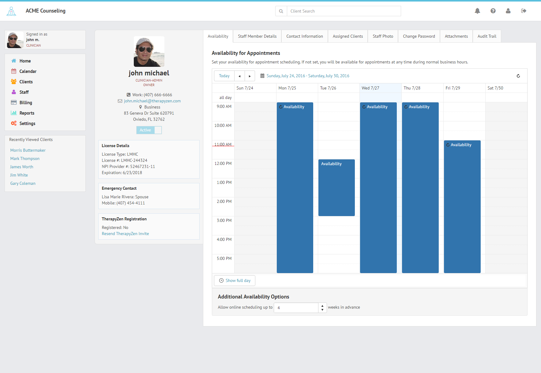 Setting your availability for appointment scheduling