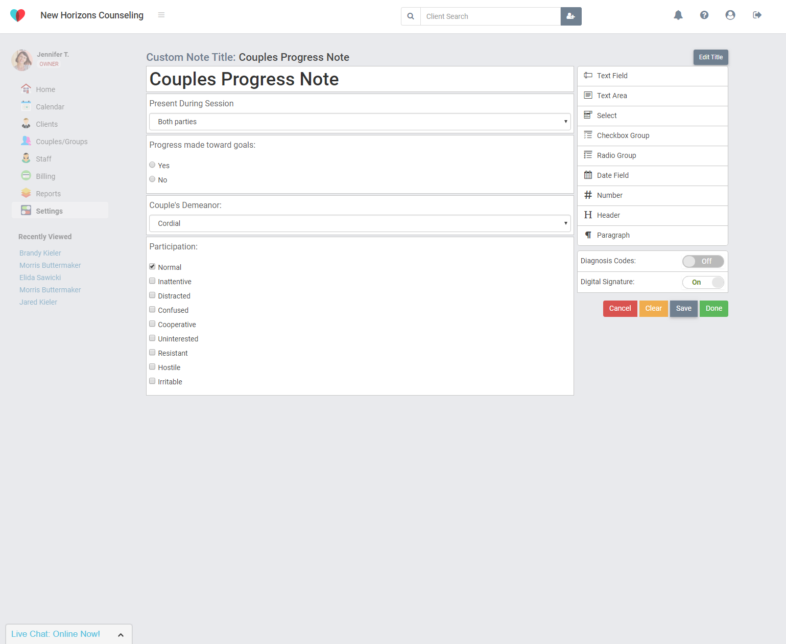 TherapyZen - Custom forms and notes templates