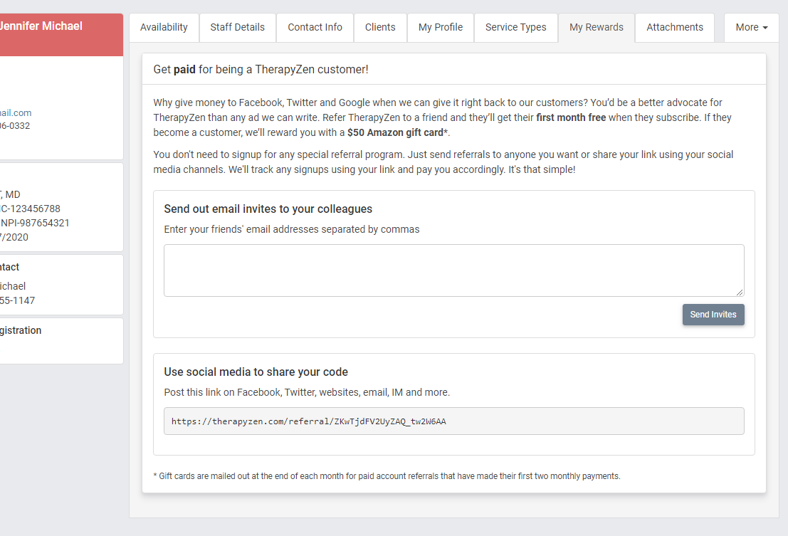 TherapyZen Referral Program - $50 Amazon Gift Card